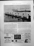 Antique Old Print The Dark Blue Crew Boat Cox Rowers Rowing Boats Beyond 1895
