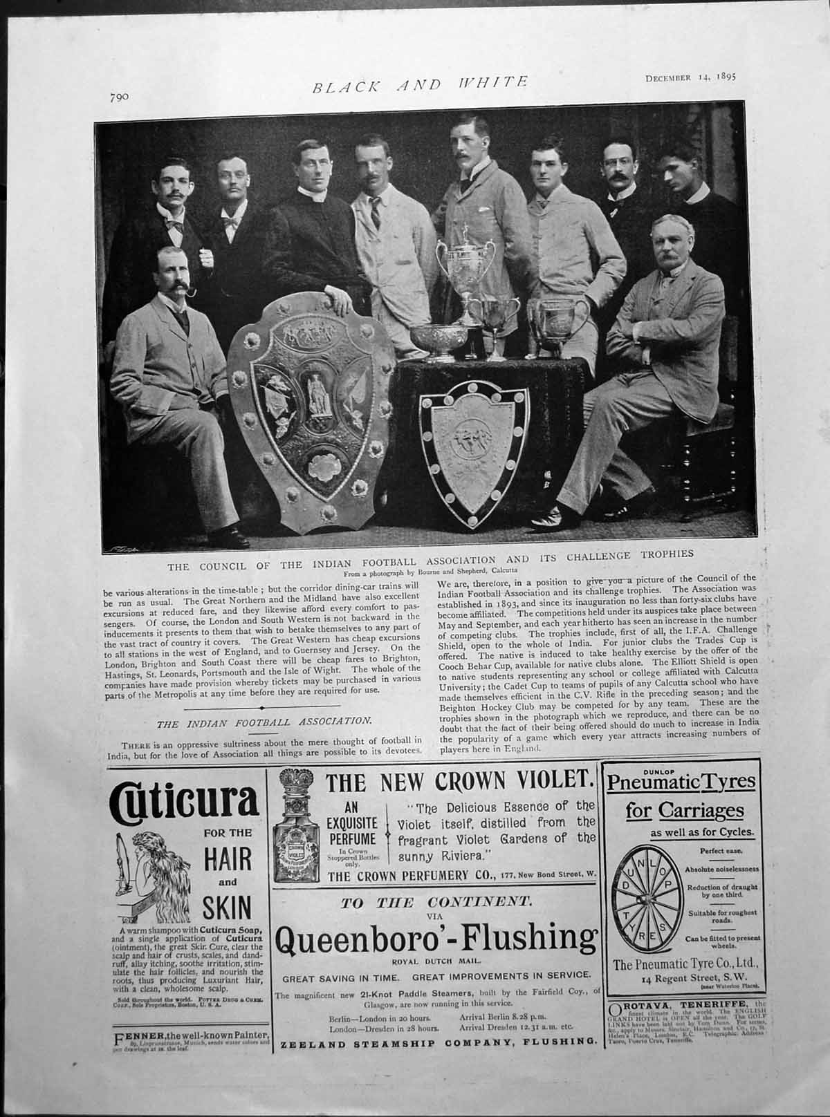 Old Print Council Indian Football Association And Challenge Trophies 1895 19th