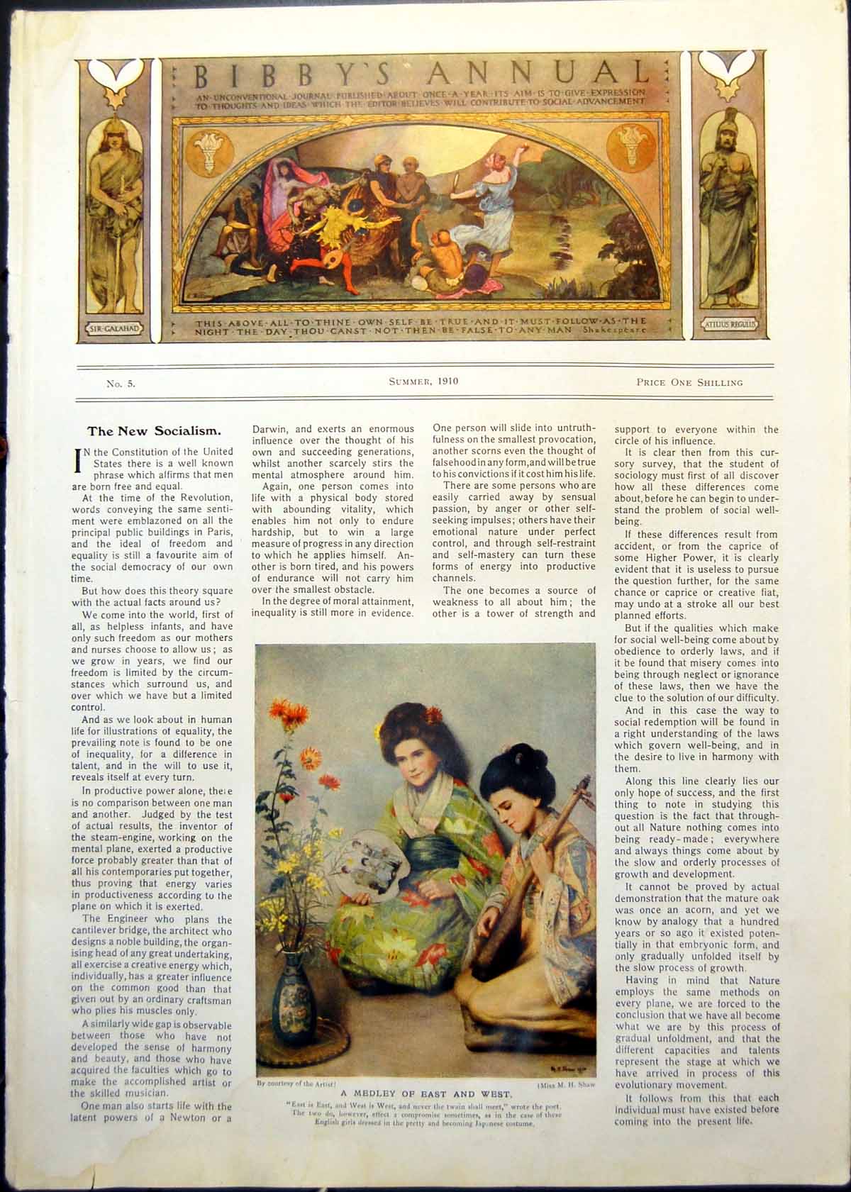 Antique Print East West Musicians Flowers Cottage Scene Pinching Shoe 1910 20th