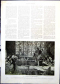 Antique Old Print Devil As Troubadour Fc Cowper Sheep Lambs Farmstead 1910 20th