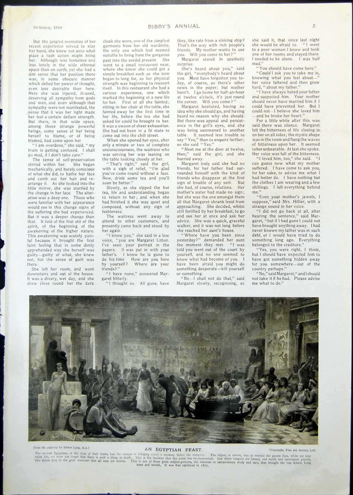 Antique Old Print An Egyptian Feast From Painting Edwin Long Musicians 1910