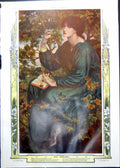 Antique Old Print Day Dreams Lady Book Tree Dg Rossetti Prisoner Chillon 1910