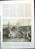 Old Antique Print Gate F Walker Children Playmates L Fildes Lady Dog 1910 20th
