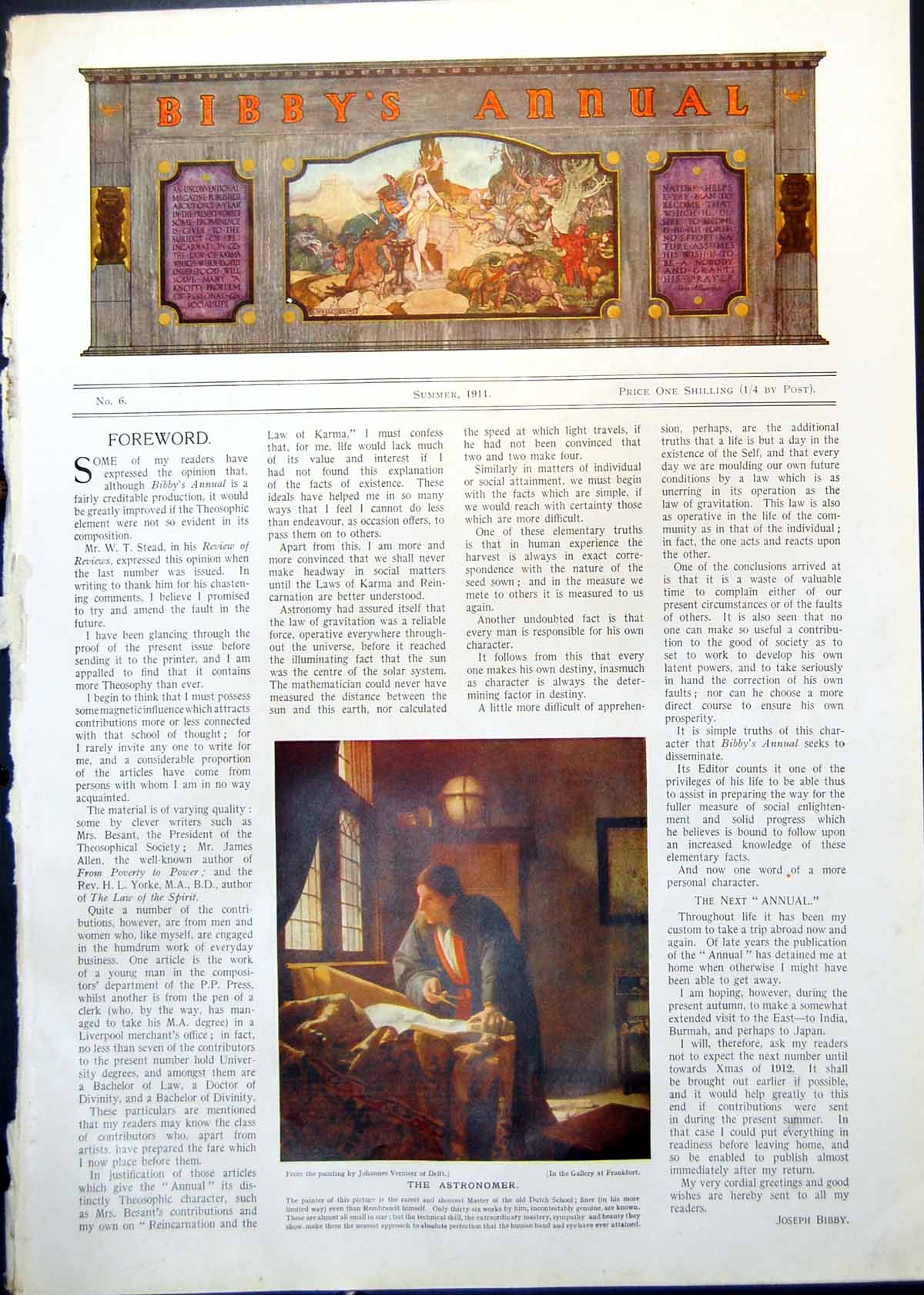 Antique Old Print Astronomer Johannes Vermeer King Cophetua Beggar Maid 1911