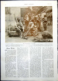 Antique Print Harvesters' Pay Day L Lhermitte Unemployed Unemployable 1911 20th