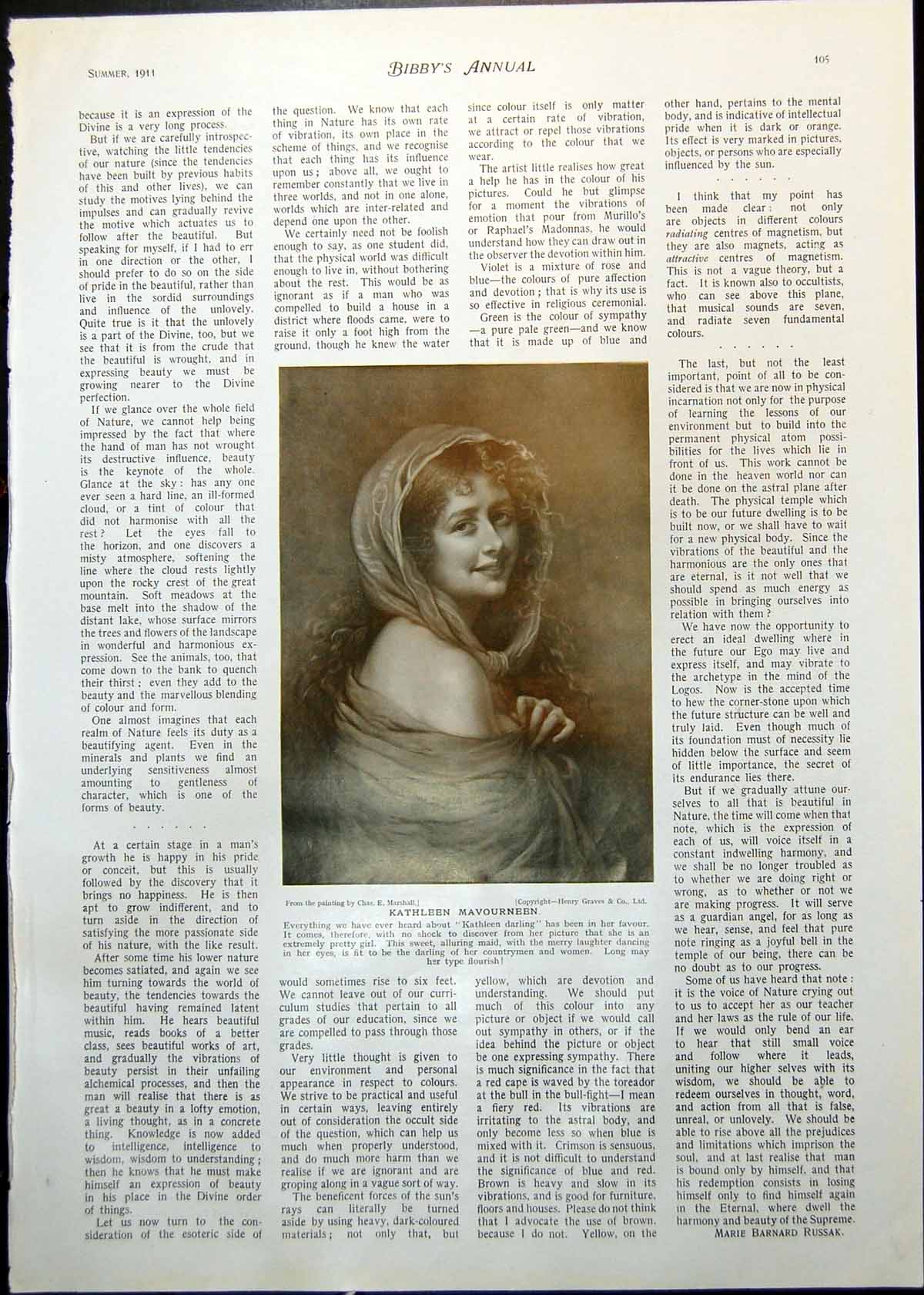 Antique Old Print Kathleen Mavourneen Ce Marshall Bloodhound Mother Pups 1911
