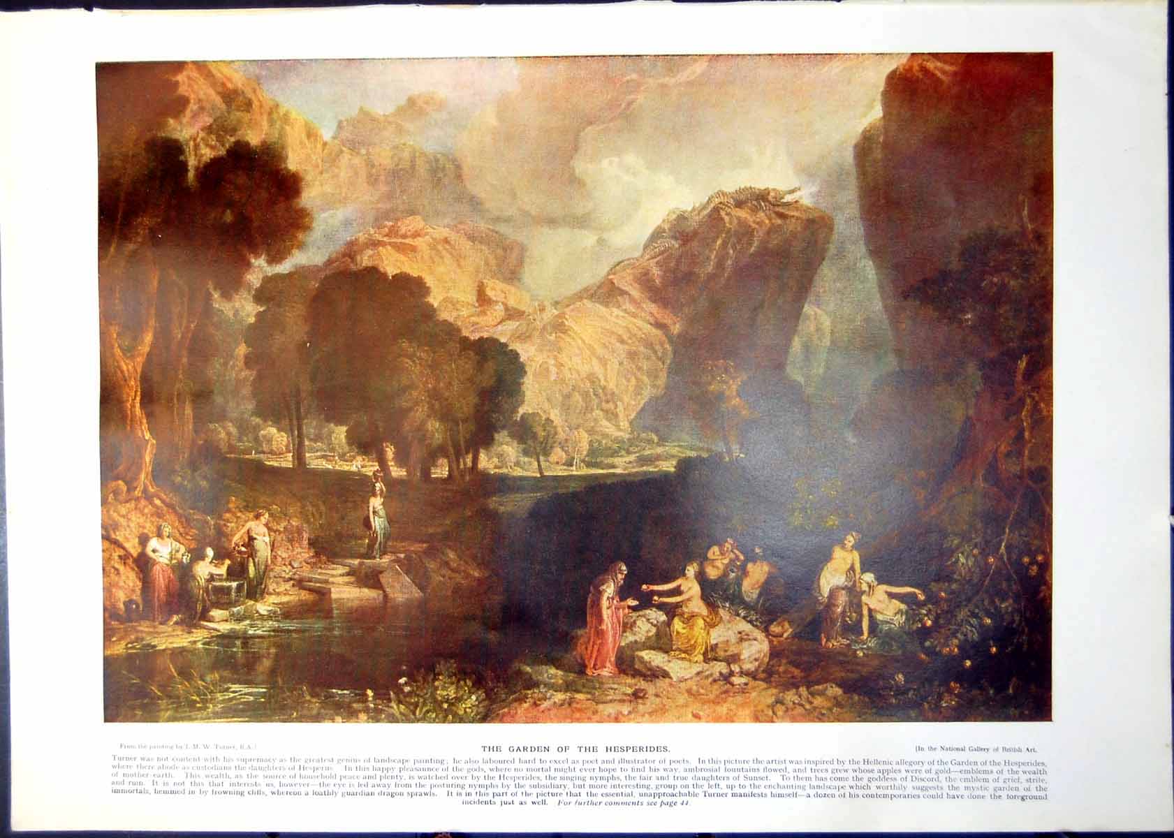 Old Antique Print Garden Hesperides Jmw Turner Count Leo N Tolstoy 1911 20th
