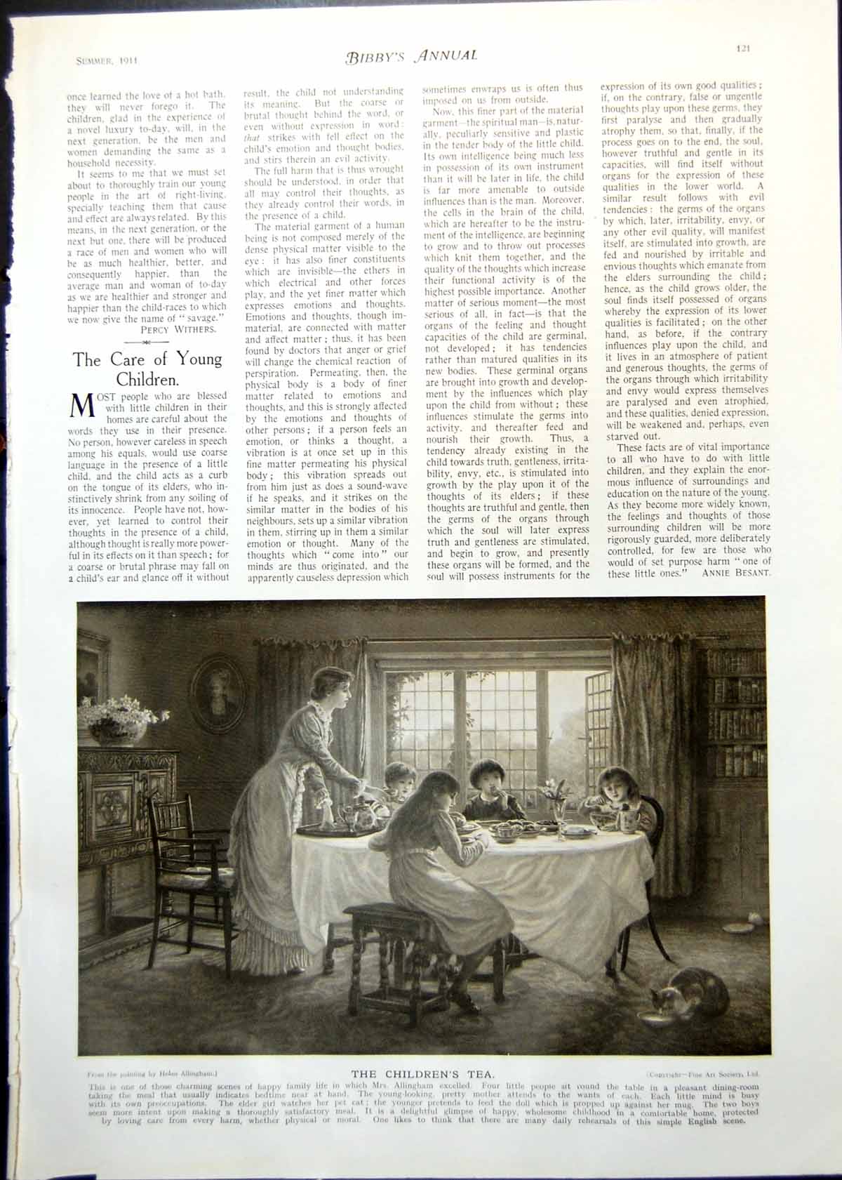 Old Print Children'S Tea H Allingham Lord Northcliffe Herr B-Hollweg 1911 20th