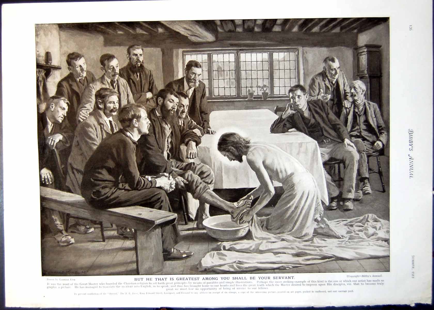 Antique Old Print He Greatest Among You Be Servant G King Schopenhauer 1911