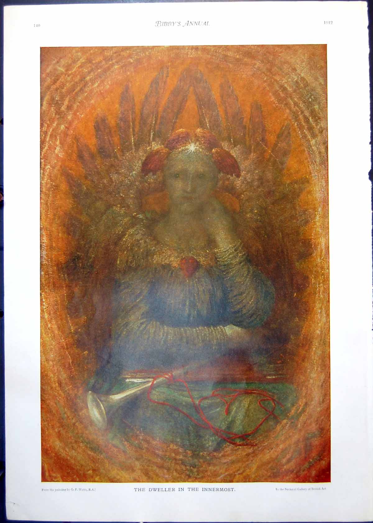 Antique Old Print Gf Watts Dweller Innermost Madox Brown Last England 1912 20th