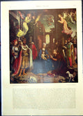 Antique Old Print J Grossaert Adoration Magi B Shaw Village Fool Scene 1912