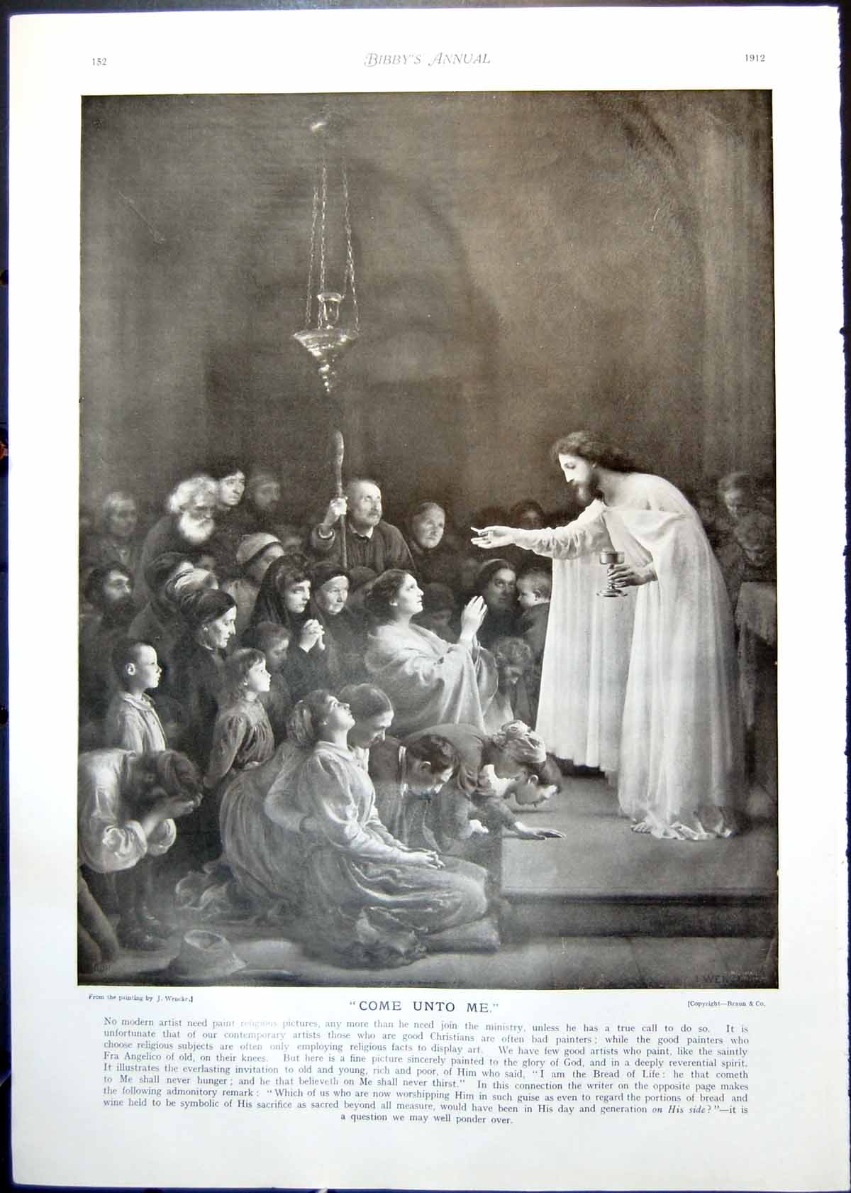 Antique Print J Wencke Come Unto Me Christ Disciples Emmaus E Girardet 1912