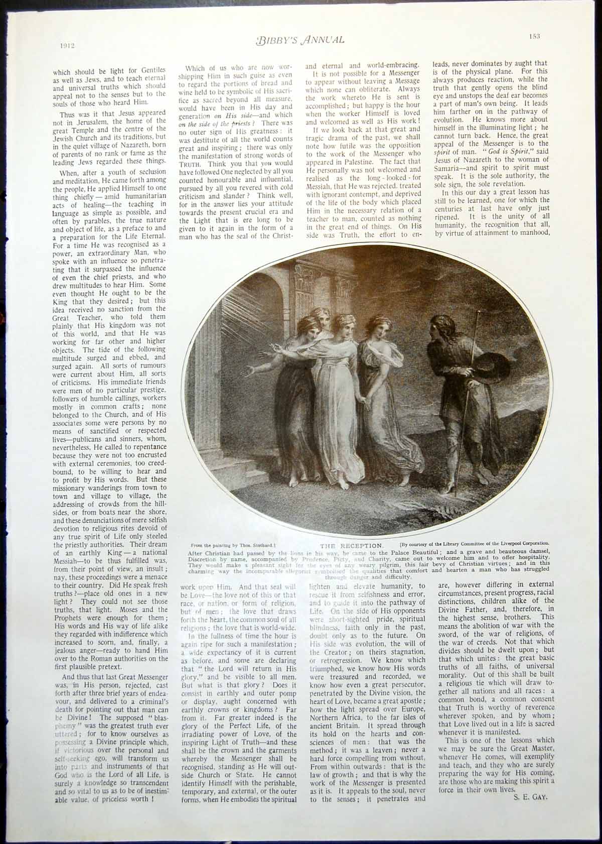 Antique Old Print Christian'S Reception Palace Beautiful Mr James Allen 1912