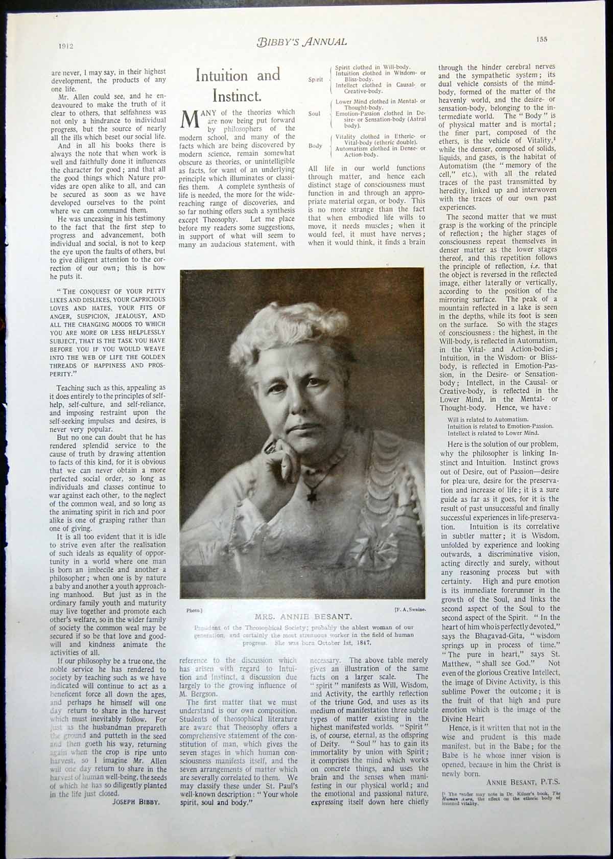 Antique Old Print Mrs Annie Besant Theosophical Lady Hamilton Spinster 1912