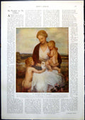 Old E Stott Mother Children Rabbit Jamieson Evening River Seine 1912 20th