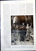 Antique Old Print F Dicksee The Symbol Mediaeval Scene Charles Dickens 1912