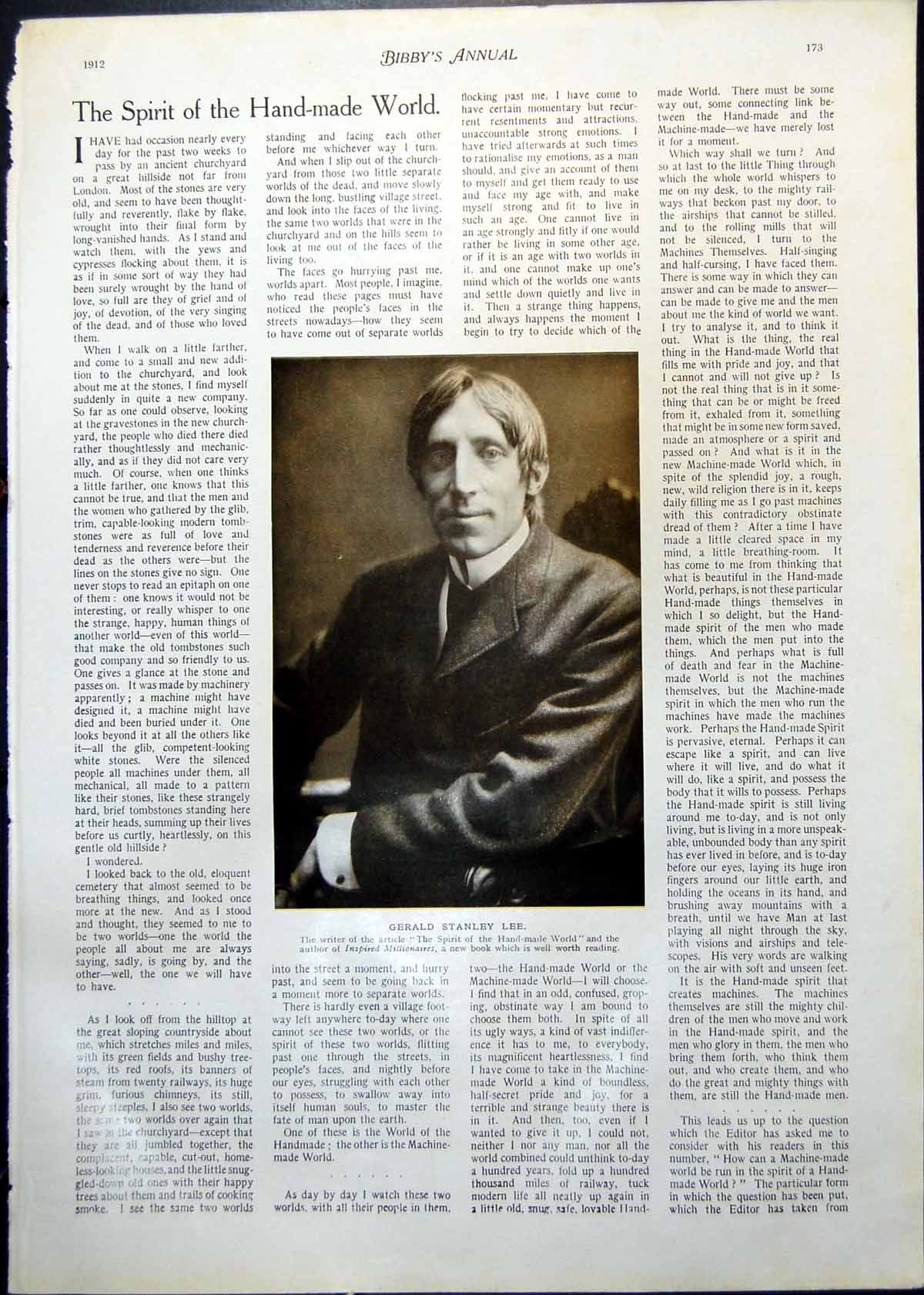 Antique Old Print Portrait Gerald Stanley Lee Miss Martindale G Romney 1912