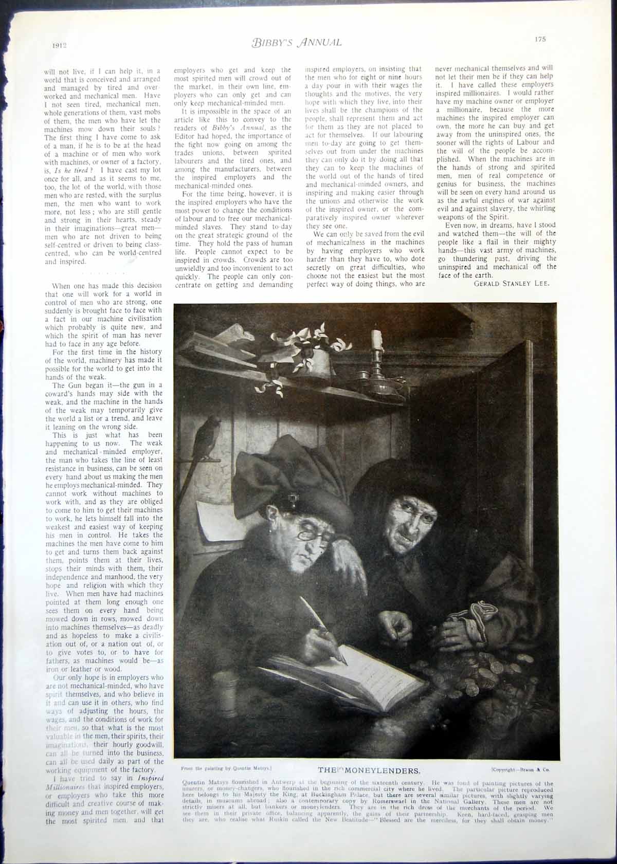 Antique Print Quentin Matsys Moneylenders John Knox Preaching D Wilkie 1912