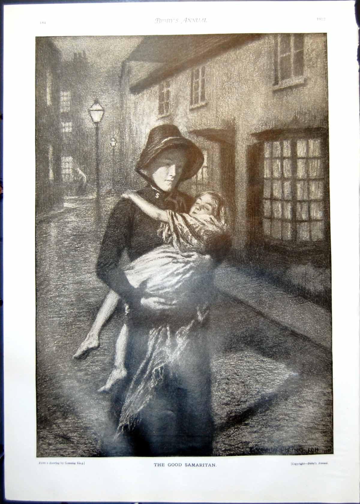 Antique Print Gunning King Good Samaritan Lady Milton'S Cottage Walker 1912