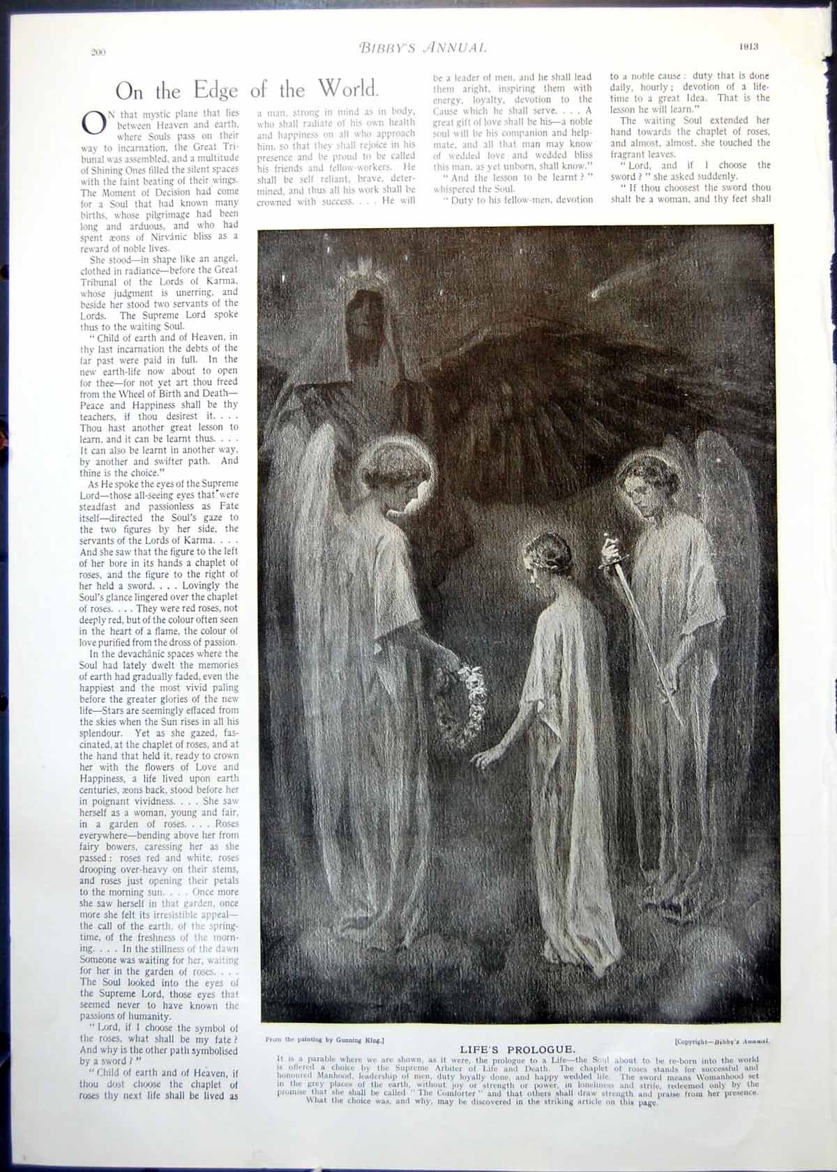 Antique Old Print Gunning King Life'S Prologue Guardian Angels We Frost 1913