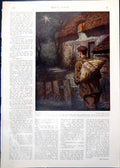 Antique Old Print Man Returning Home Dark G King Parrots H Stacy Marks 1913