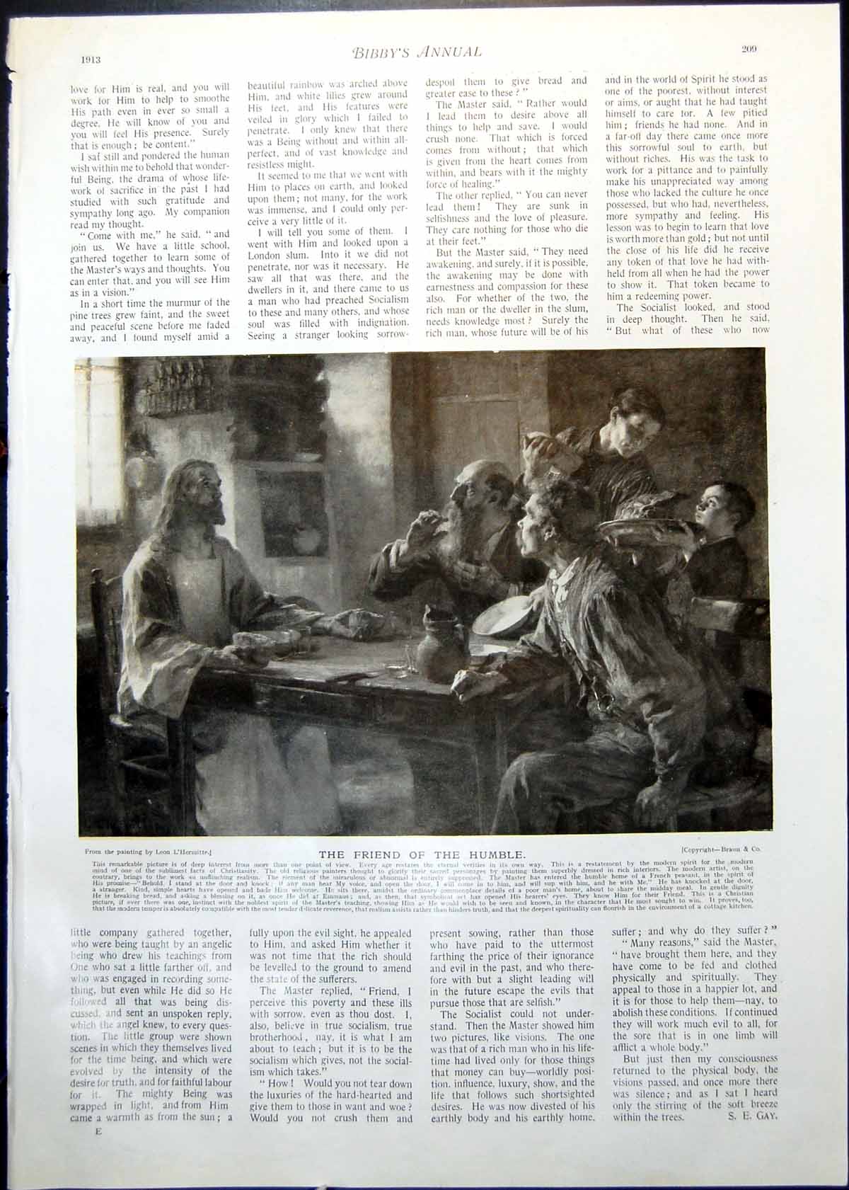 Antique Old Print Leon L'Hermitte Friend Humble N Maes Asking A Blessing 1913