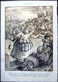 Antique Old Print Lady Goose Basket Vegetables Styka Tolstoy En Route 1913 20th