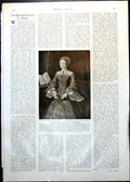 Antique Old Print Queen Elizabeth Princess Holbein Viscountess Churchill 1913
