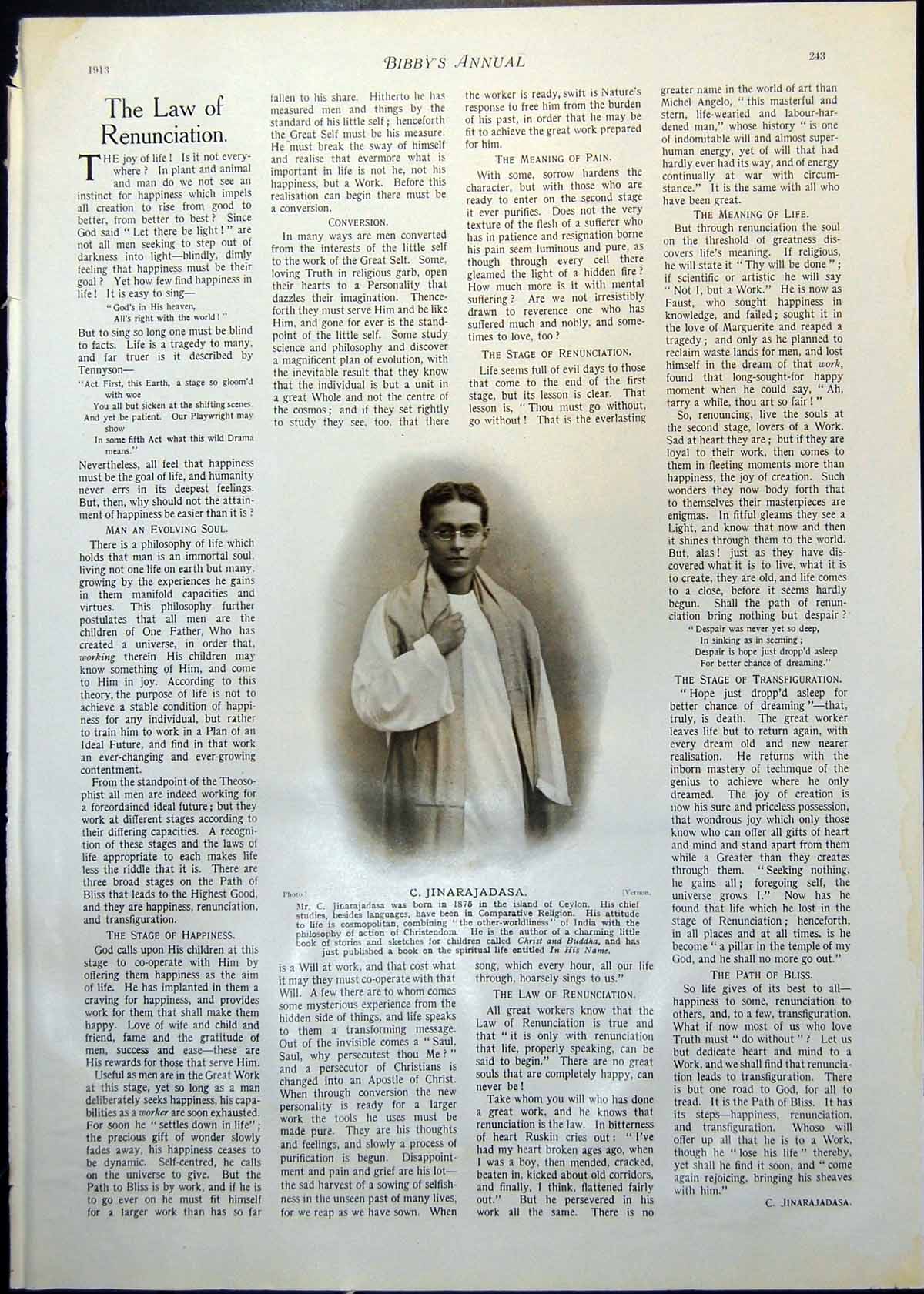 Old Antique Print C. Jinarajadasa Author Kaiser Wilhelm King Prussia 1913 20th