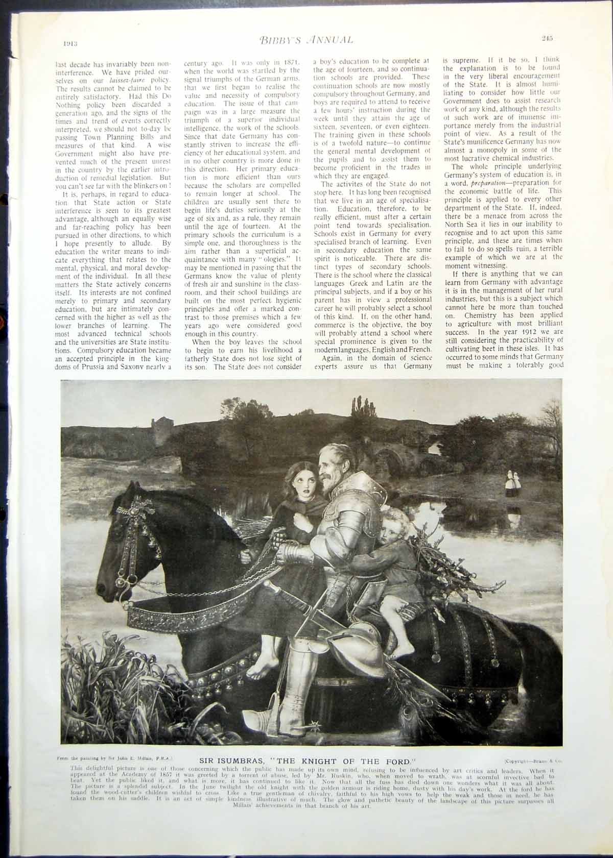 Old Antique Print Sir Isumbras Knight Ford Je Millais Sir Henry Vane 1913 20th