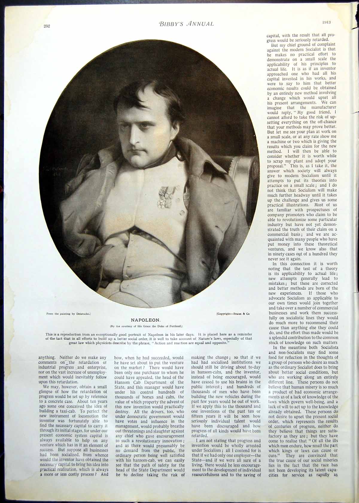 Original Old Antique Print Napoleon From Delaroche John D Rockefeller 1913 20th