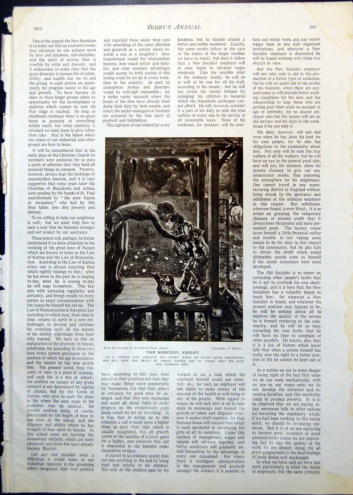 Old Antique Print Merciful Knight Eb Jones The Boat Love Dg Rosseti 1913 20th