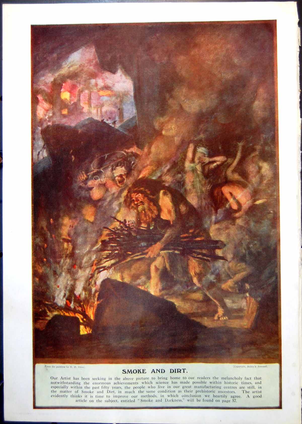 Antique Print Smoke And Dirt Nm Price Love And Devotion Siers G King 1913 20th