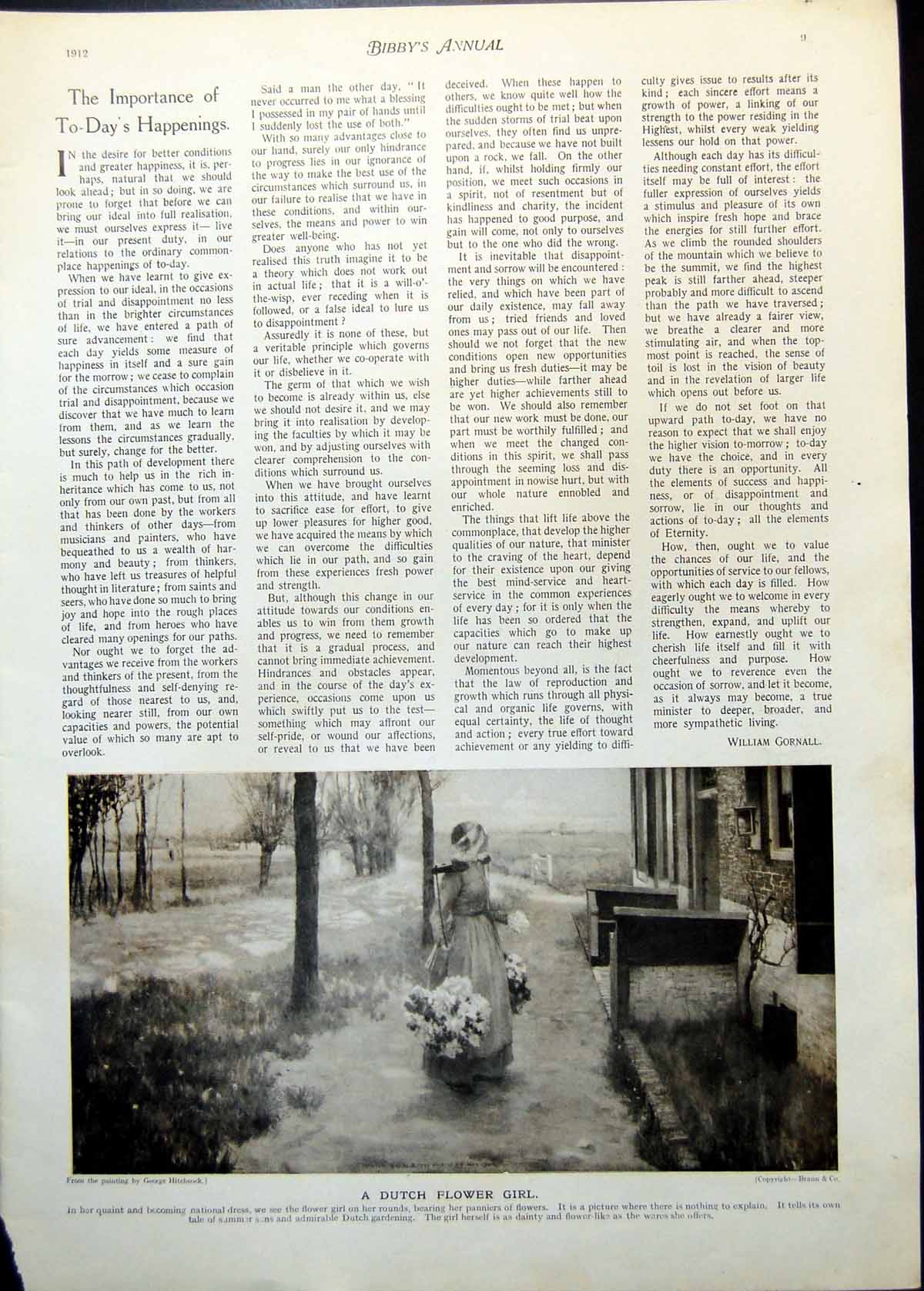 Old Antique Print Dutch Flower Girl National Dress Daughter Ghetto 1912 20th
