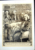 Old Print Men Long Pipes Wigs Discussion Drink King Alfred Neatherd 1912 20th