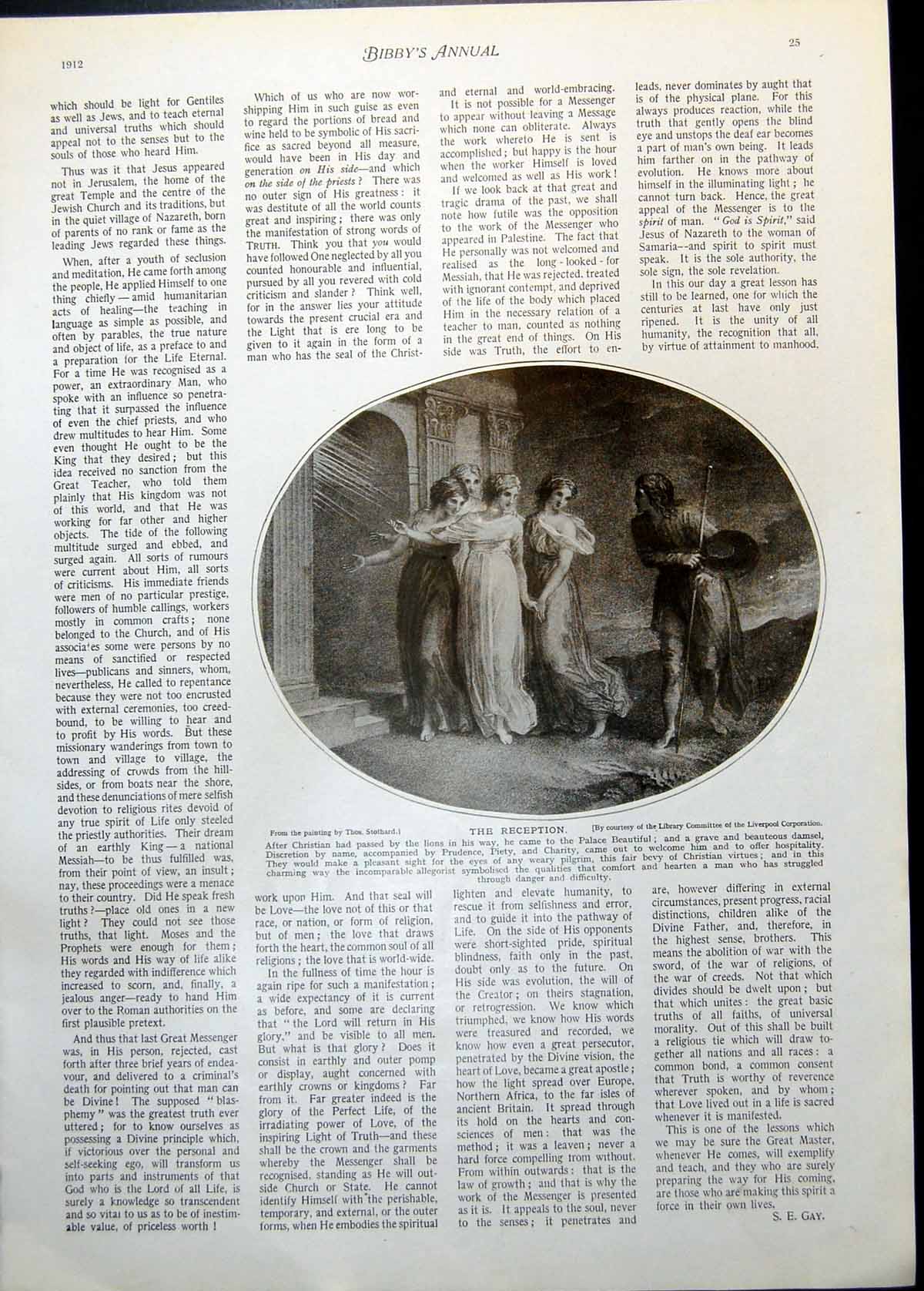 Antique Old Print Reception T Stothard Christian Damsels Mr James Allen 1912