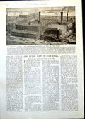 Antique Old Print Oil Cake Mills Before Explosion Polar Bears Shipwreck 1912