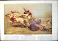 Old Print Briton Riviere The Hunter Hunted Lions Woman Flowers Watts 1922 20th