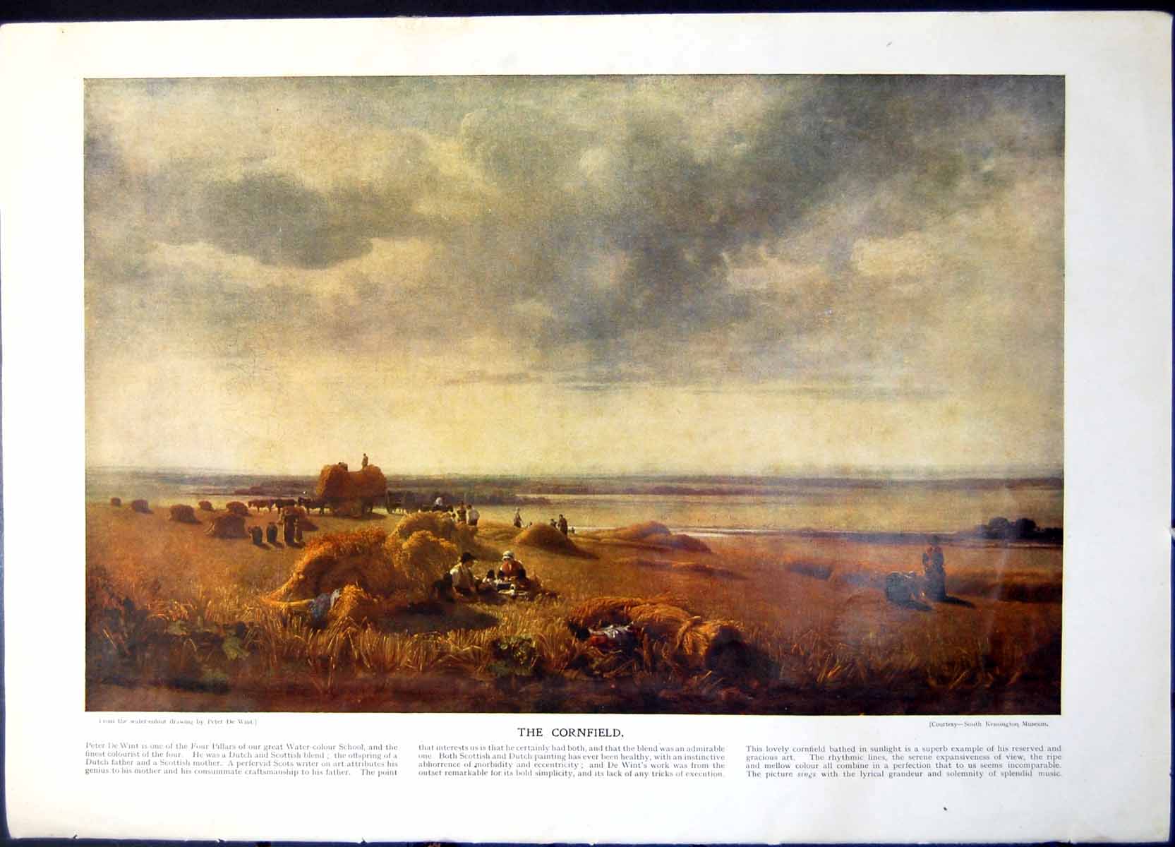 Old Print The Cornfield Peter De Wint An Allegory Meditations Tombs 1922 20th