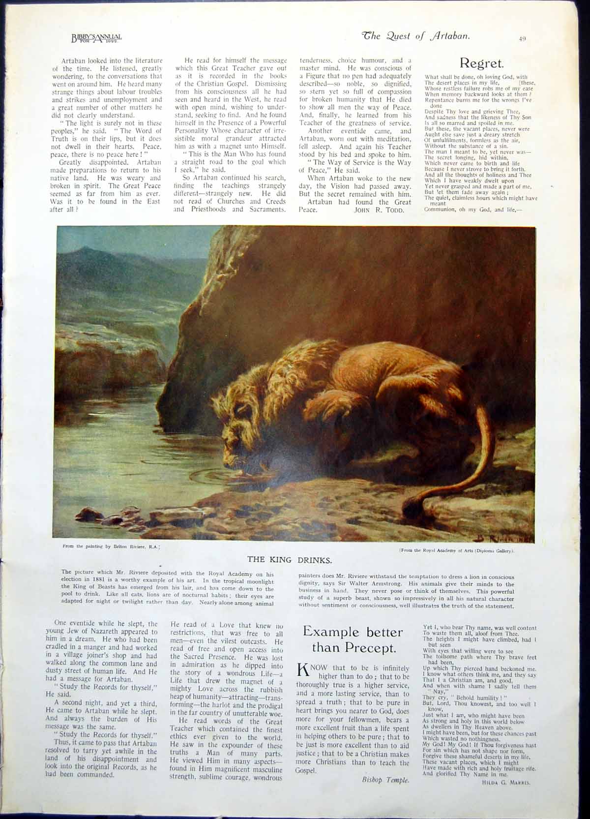 Old King Drinks Lion Watering Hole B Riviere Relating Grievances 1922 20th