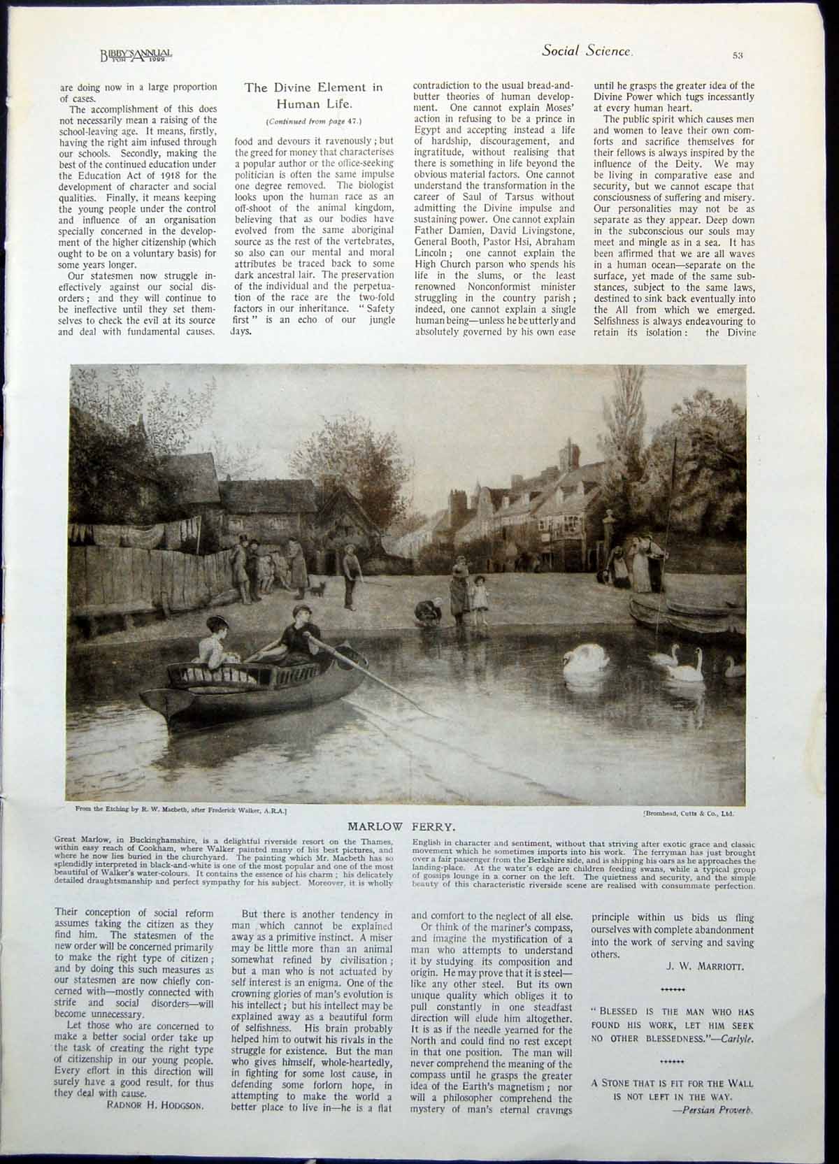 Antique Print Marlow Ferry Boat Nature Unfing Herself Statue E Barrias 1922