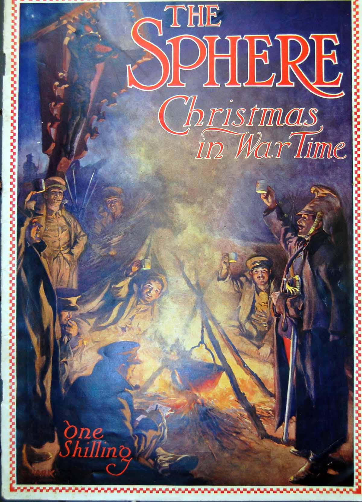 Antique Print Front Cover Christmas In War Time Siers Round Camp Fire 1914 20th