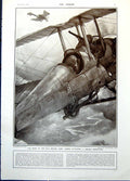 Antique Print British Airmen German Monoplane Red Cross Work Trenches 1914 20th