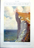 Old Print Guarding White Cliffs Dover P Dadd Sailors British Monitor 1914 20th