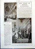 Old Print Rheims Cathedral Burns French Hospitality Allied Tipperary 1914 20th