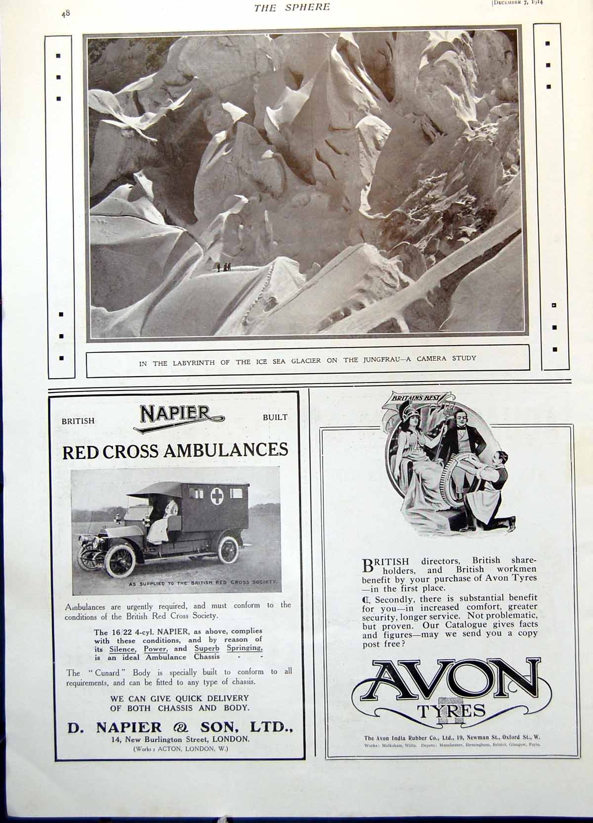 Antique Print Jungfrau Ice Sea Glacier Men Arrol-Johnston Factory Shop 1914