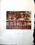 Old Greenwich Oil Painting Claude Muncaster Sail Boats Buildings 1947 20th