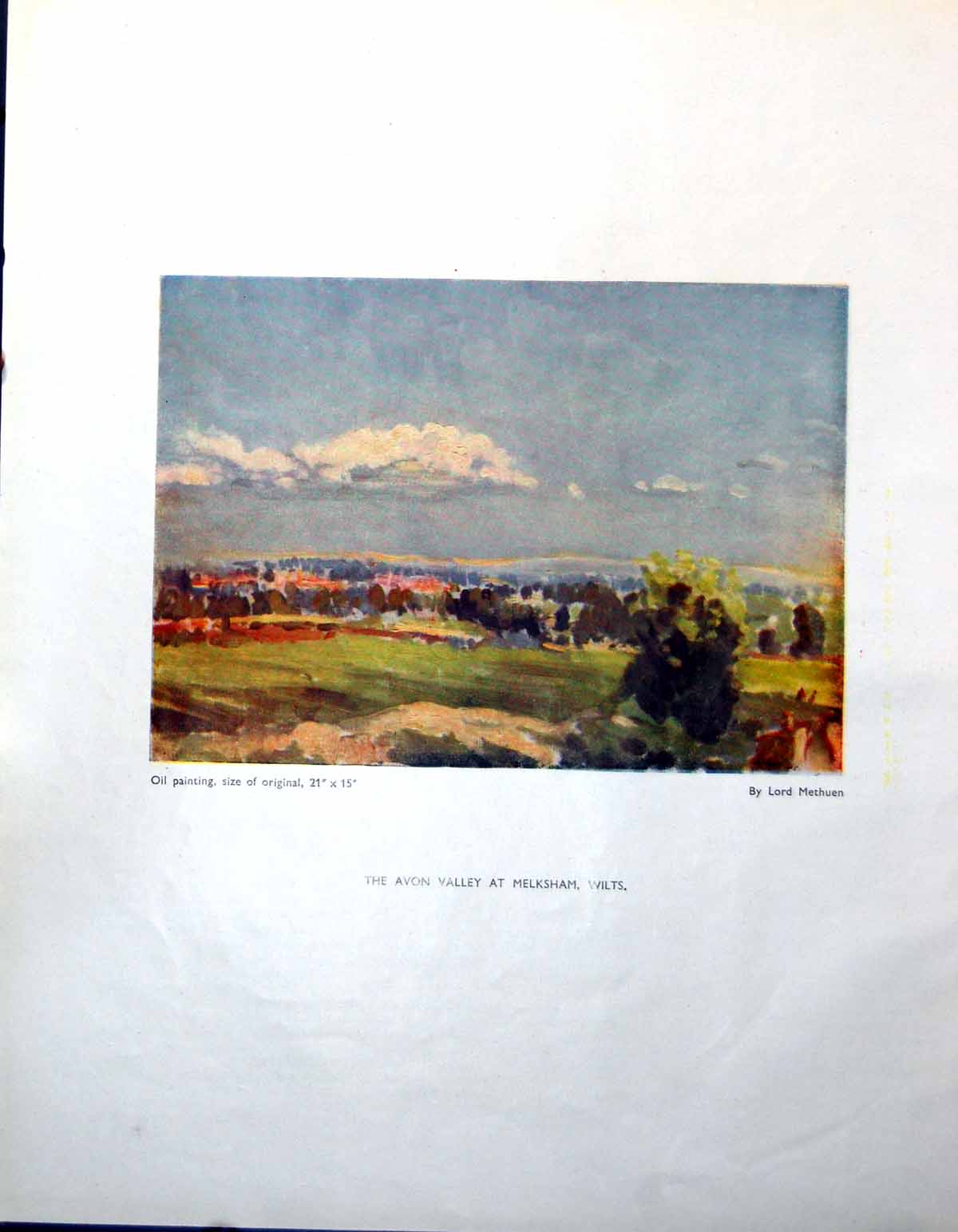 Antique Print Avon Valley At Melksham Wiltshire Lord Methuen From Oil 1947 20th