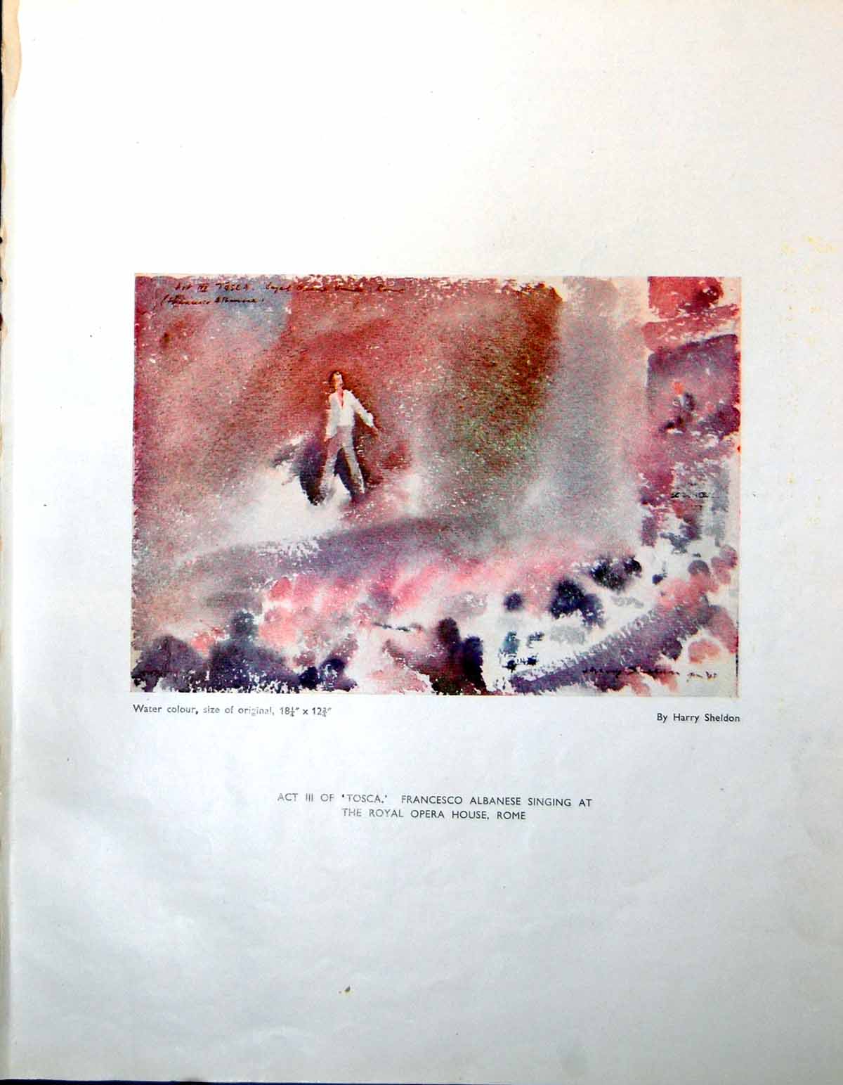 Old Print Harry Sheldon Act Iii Tosca Francesco Albanese Opera House 1947 20th