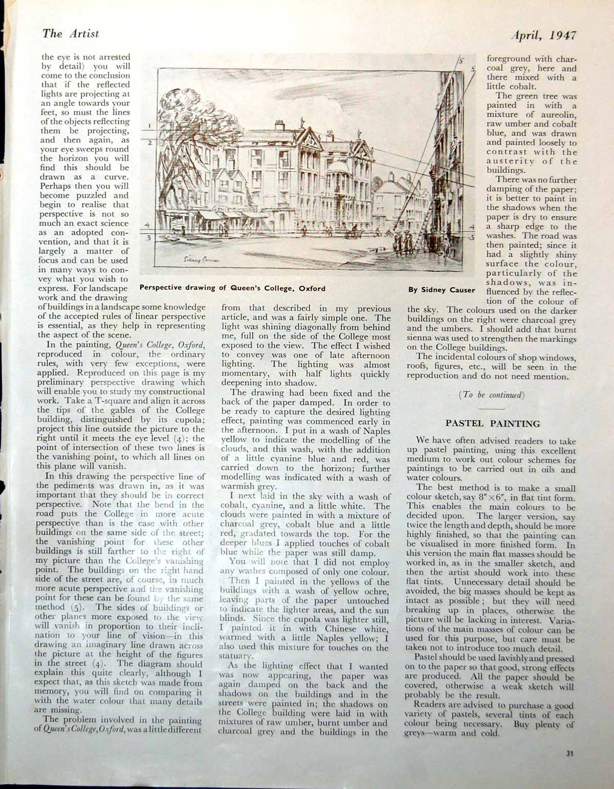 Antique Print Queens College Oxford S Causer On The Sea Shore Editor 1947 0 20th